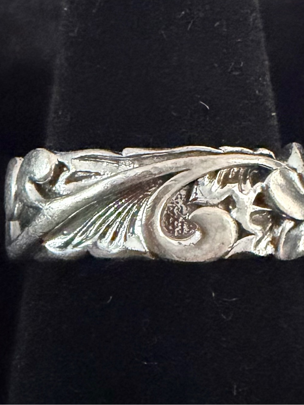 Hawaiian Heirloom Scroll Band Plumeria Wave Sterling Silver Ring 7 - Picture 3 of 10